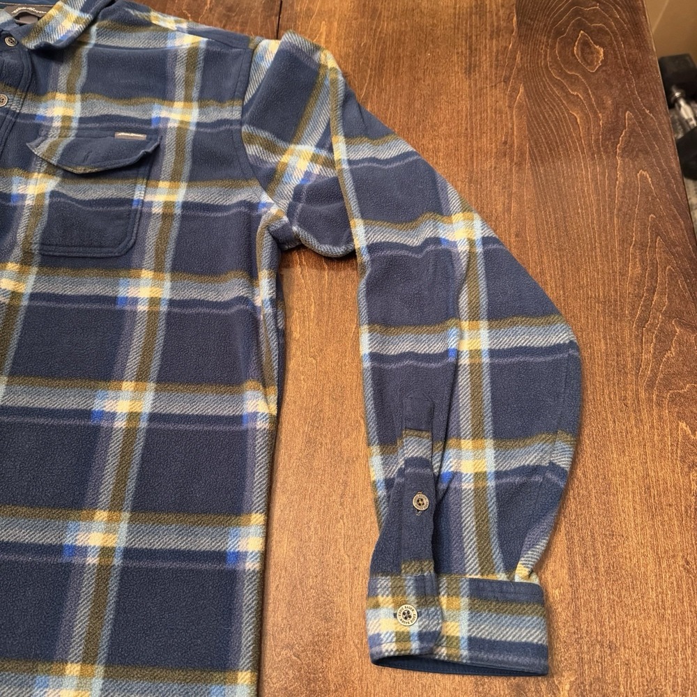 Eddie Bauer Mens XL Tall Fleece Shirt Blue Plaid Button Up Outdoor Flannel TXL - Picture 5 of 12